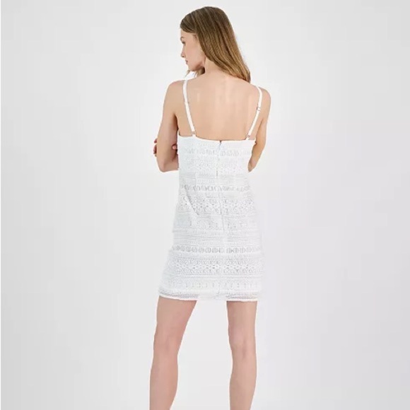 Sam Edelman White Square-Neck Strappy Lace Fringe Sheath Mini Dress (Size 10) - Picture 2 of 16
